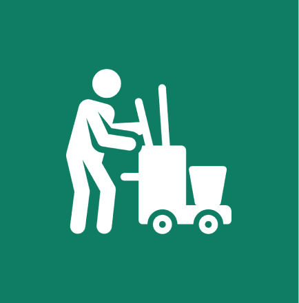 Cleaner icon with mop and bucket.