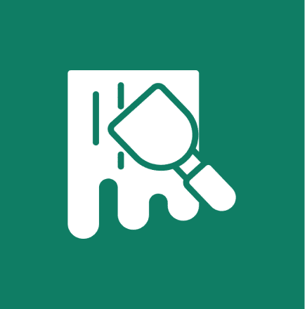 Spatula spreading plaster on wall icon.