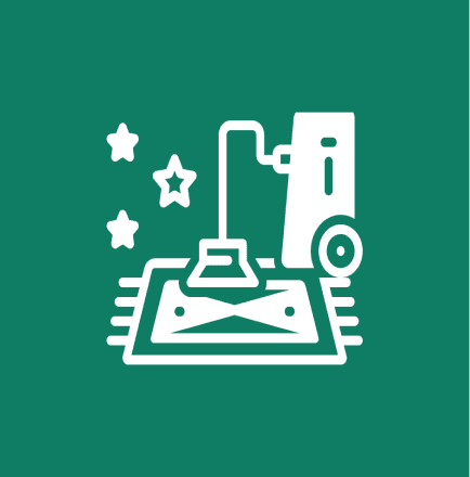 Carpet cleaning icon with stars.